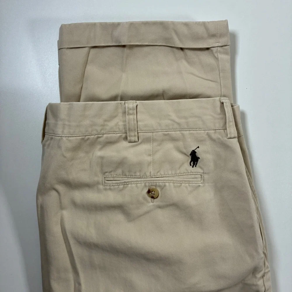 Vintage Polo Ralph Lauren Suffield Pant 42x32 Khaki Cotton Cuffed Chino 90s