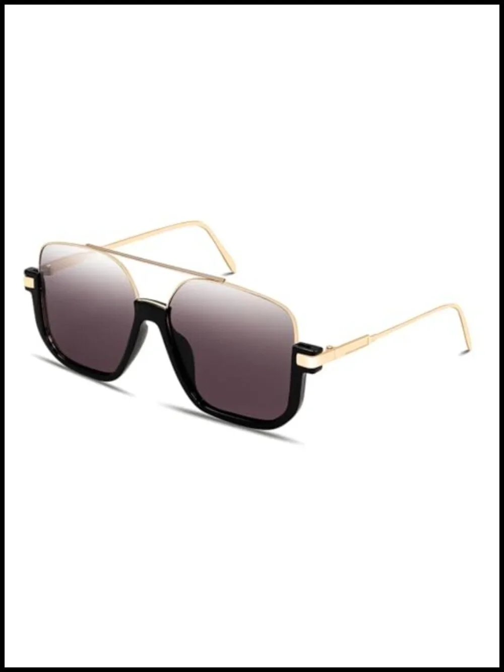 Oversized Semi-Frame Aviator Sunglasses Men Women Retro Double Bridge UV