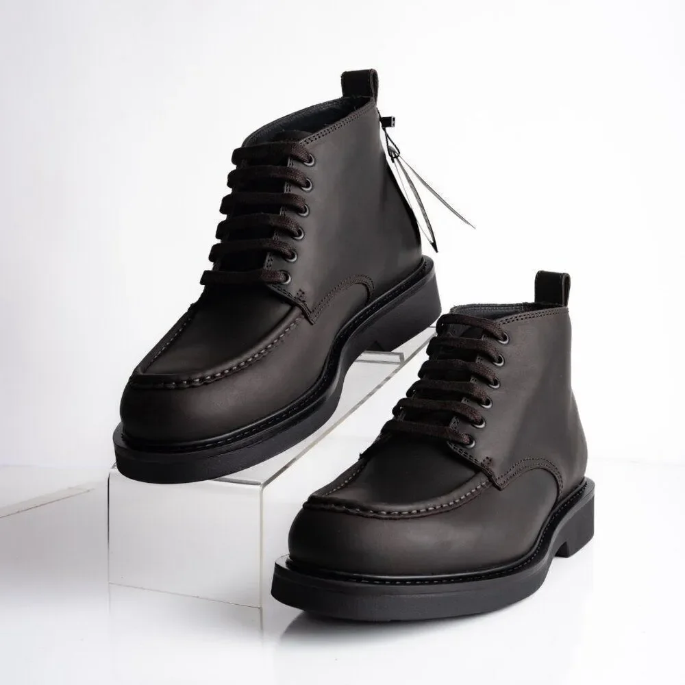 Massimo Dutti Mens Leather Lace Up Ankle Boots Brown US 10 EU 43 New 2056/450