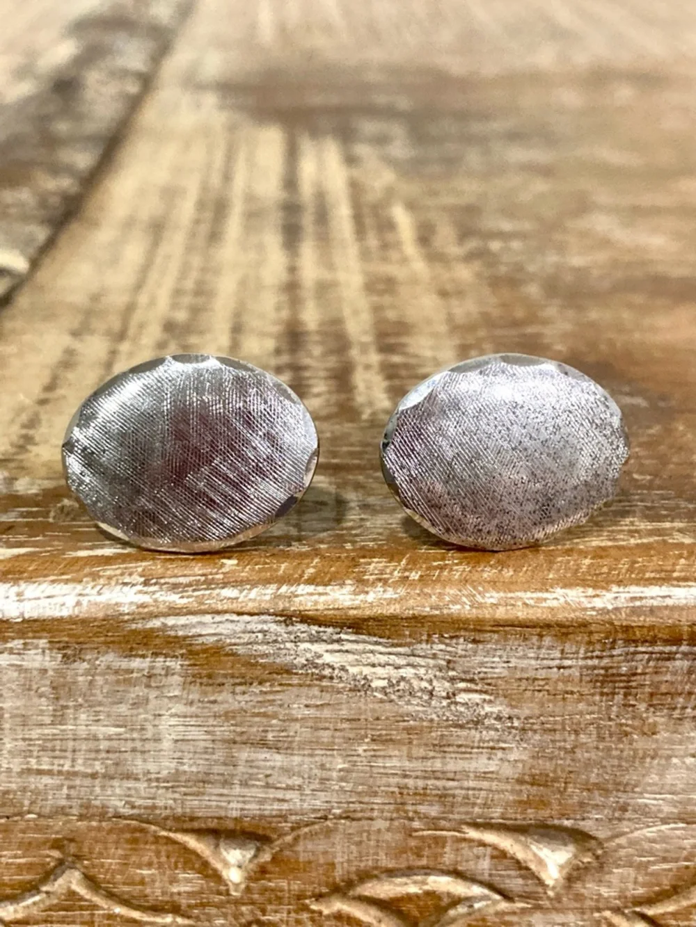 Sterling Silver Oval Textured Cuff Links Sterling T2 Vintage 10 Grams