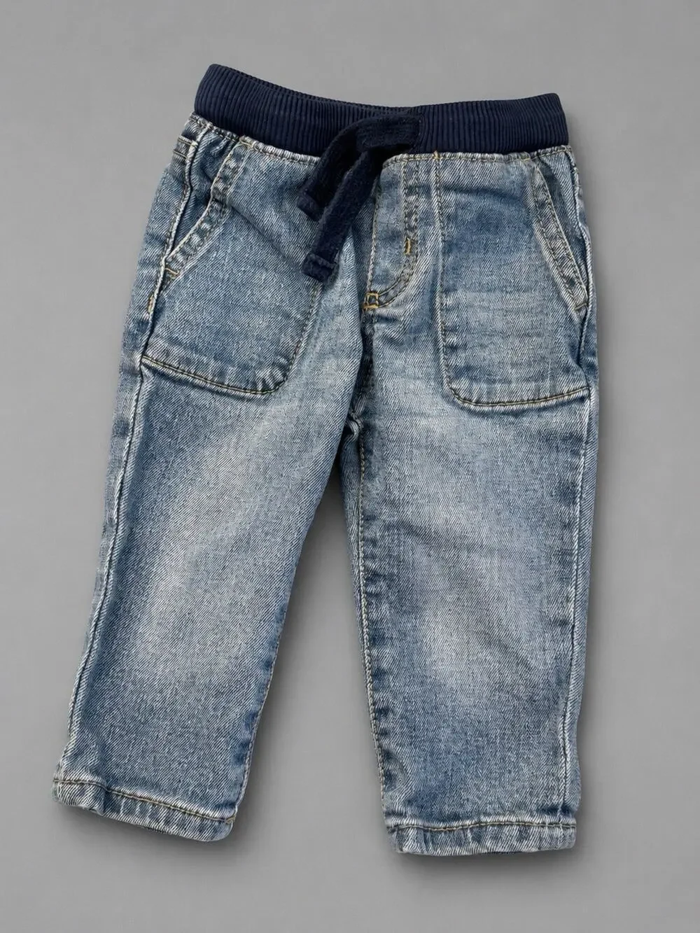 Carter's Baby Denim Jeans Blue 6 Months Elastic Waist Drawstring Pockets