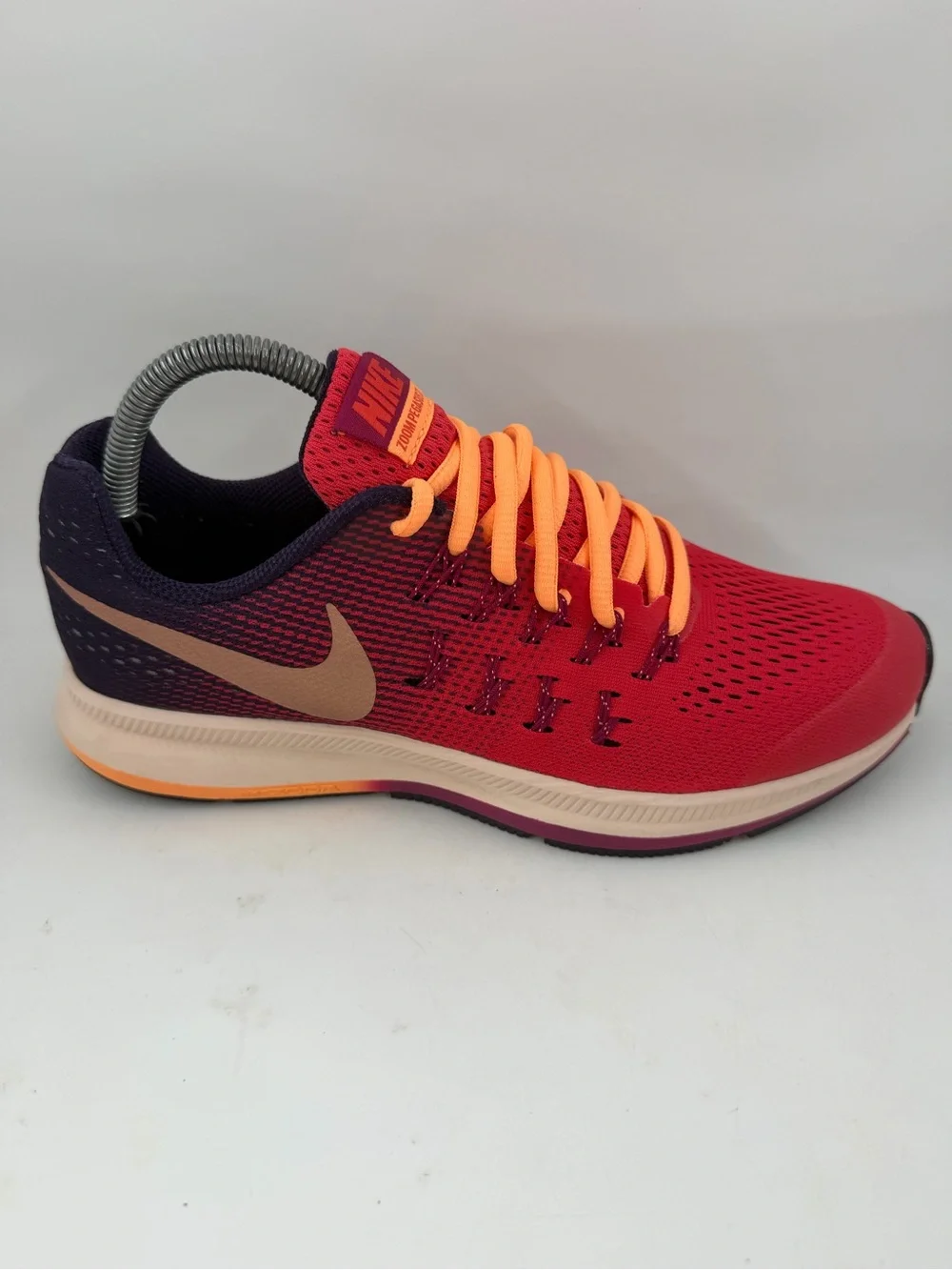 Nike Zoom Pegasus 33 -SZ 7Y- Red Orange Athletic Running Shoes