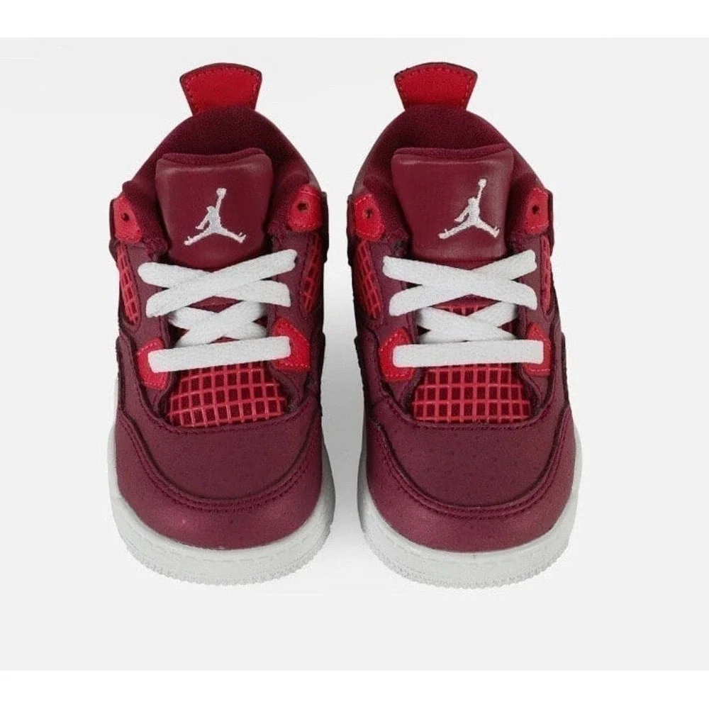 Kids Jordan 4 Retro Burgundy White Toddler Sneakers Size 7C