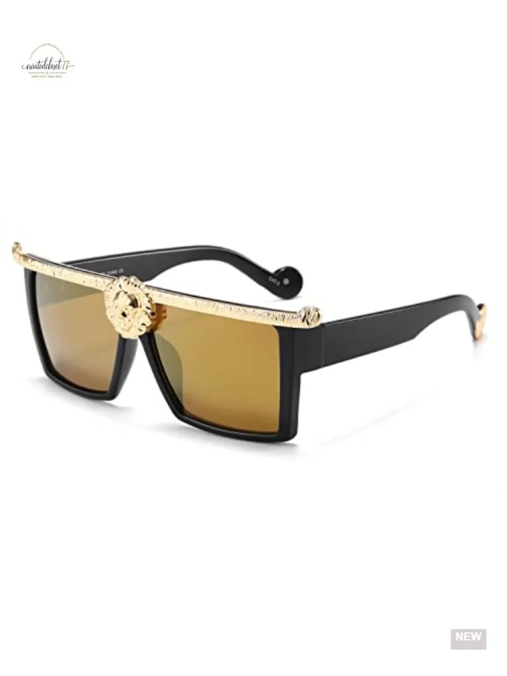 Oversized Square Sunglasses Flat Top Thick Plastic UV400 Protection 57mm