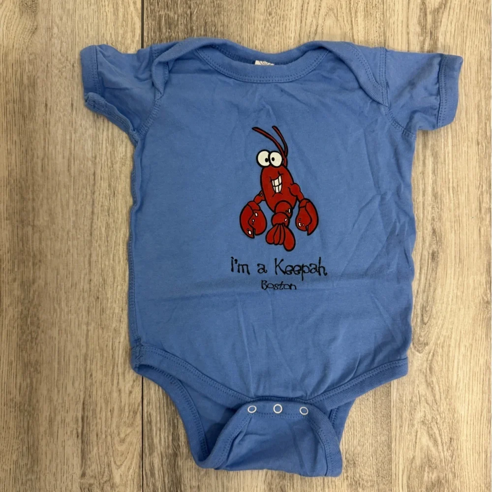 Blue and Red Bodysuit with Playful Lobster Design