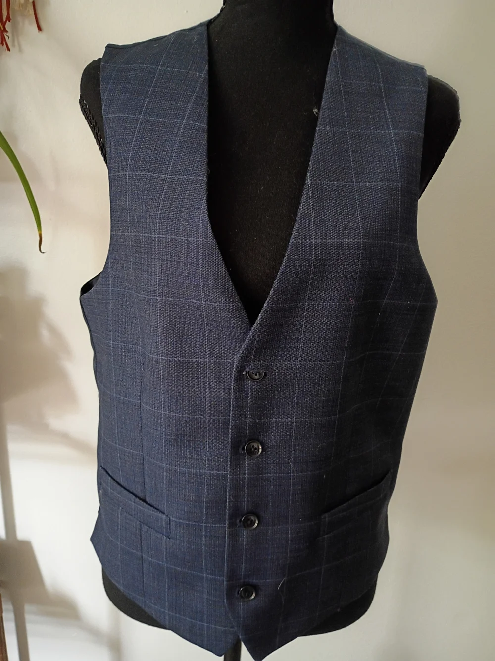 Classic Navy Windowpane Men's Waistcoat Vest