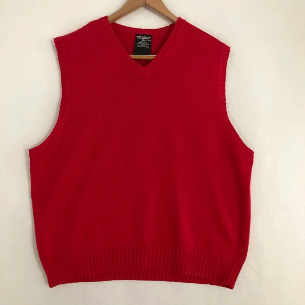 Vtg Polo Jean Ralph Lauren Knit Sweater Vest Men XL Golf Preppy Ivy Academia Y2K