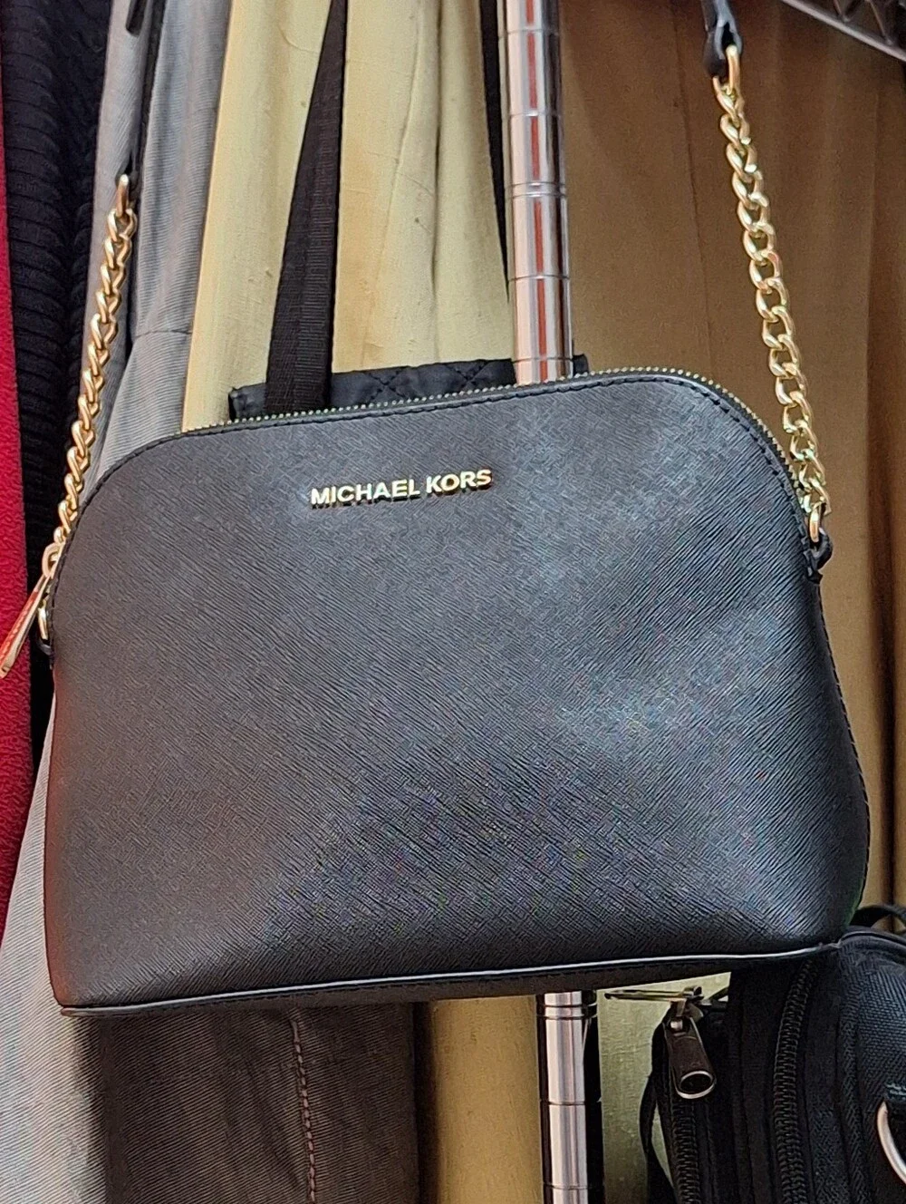 MICHAEL KORS | Black, Gold Shoulder Bag