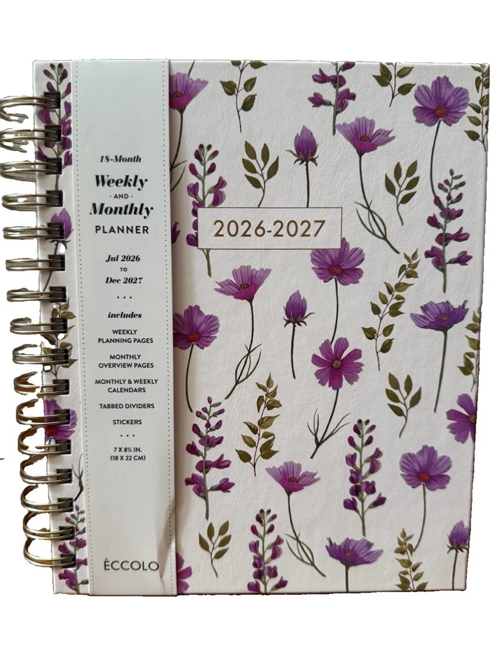 Eccolo Planner 2026- 2027 18-Month Weekly & Monthly Planner Hard Cover 8x7.5”