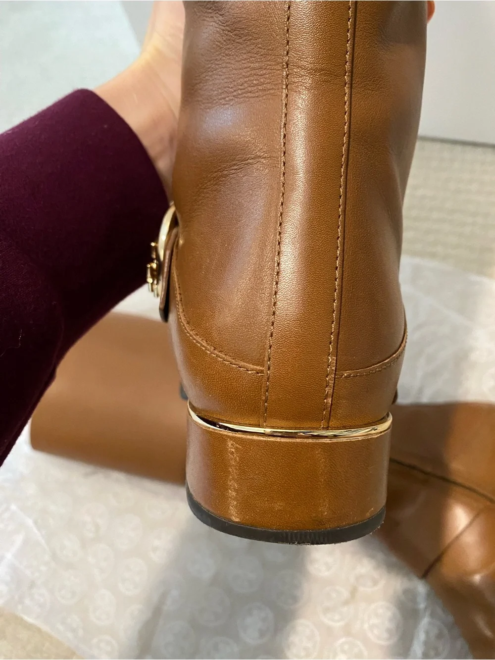 Tory Burch Cognac Leather Knee-High Riding Boots