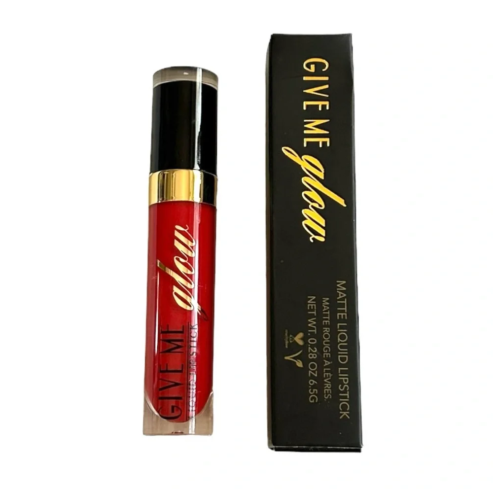 Give Me Glow Cosmetics Flamboyance Matte Liquid Lipstick Pin-Up Red Retro NWT