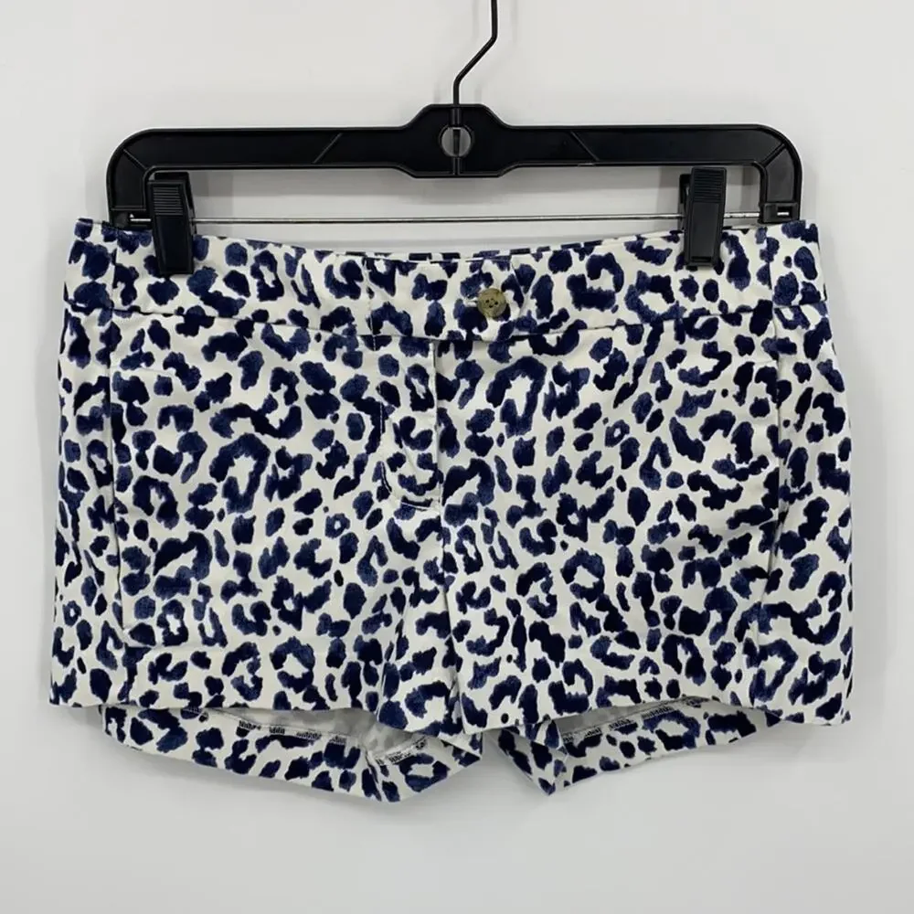 J. Crew Women's Navy & White Animal Print Shorts Size 2
