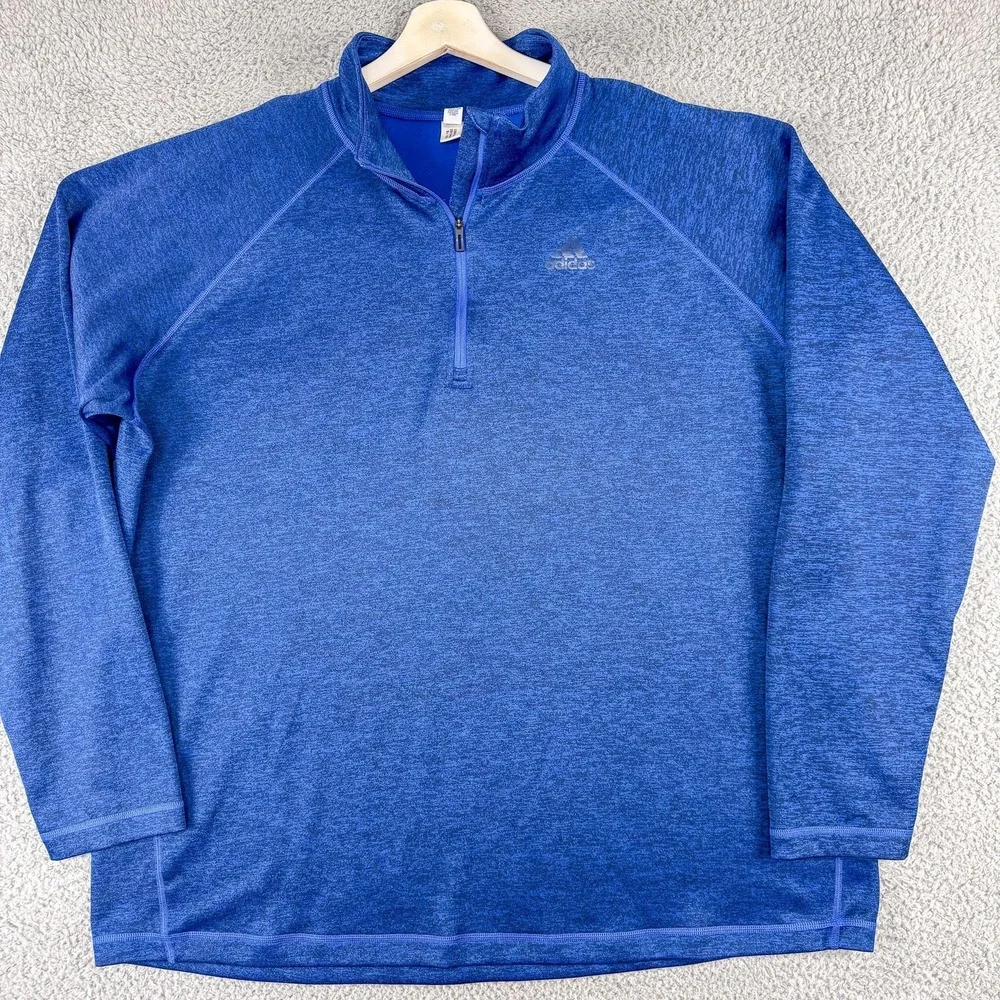 Adidas‎ Pullover Mens Extra Large Blue Climalite Quarter Zip Athletic Training