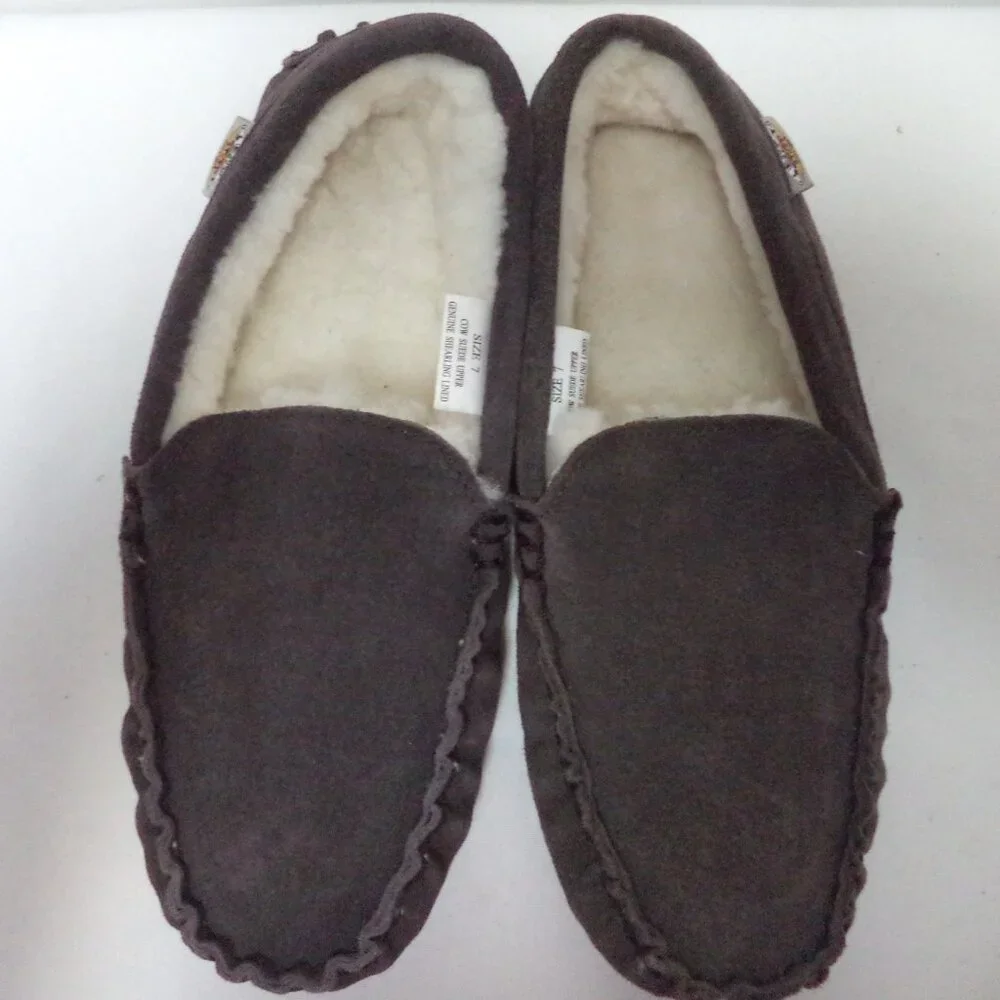 Emu Ridge Australia Suede genuine shearling lined slipper loafers Men Size Sz 7