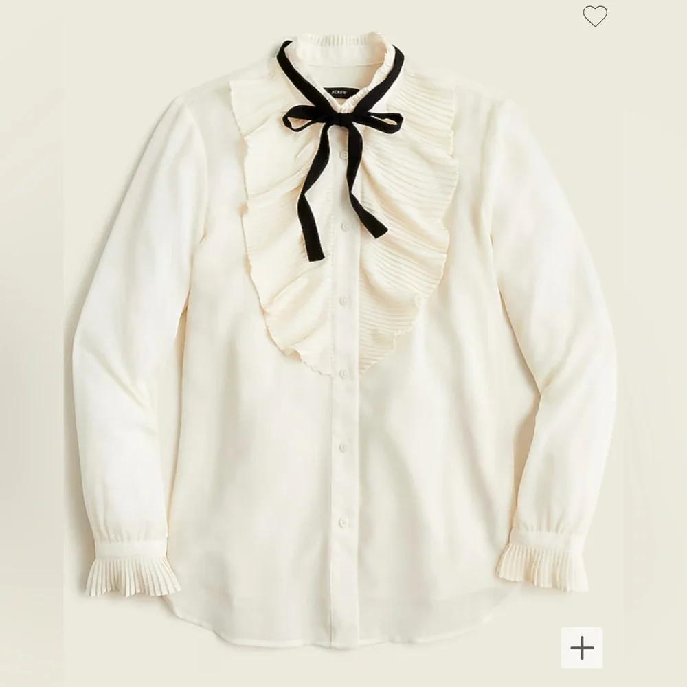 J Crew Pleated Ruffle Top in Crinkle Chiffon EUC Size 4
