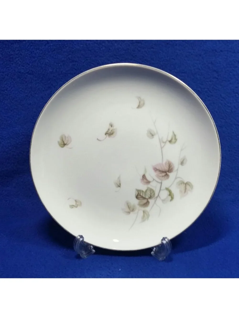 Vintage Yamaka Breeze Salad Plate 674 Pink Brown and Green Leaves 1950's MCM