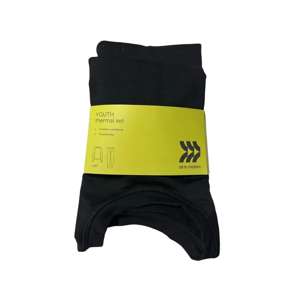 All In Motion M 8/10 black thermal long underwear base layer set nwt perfect