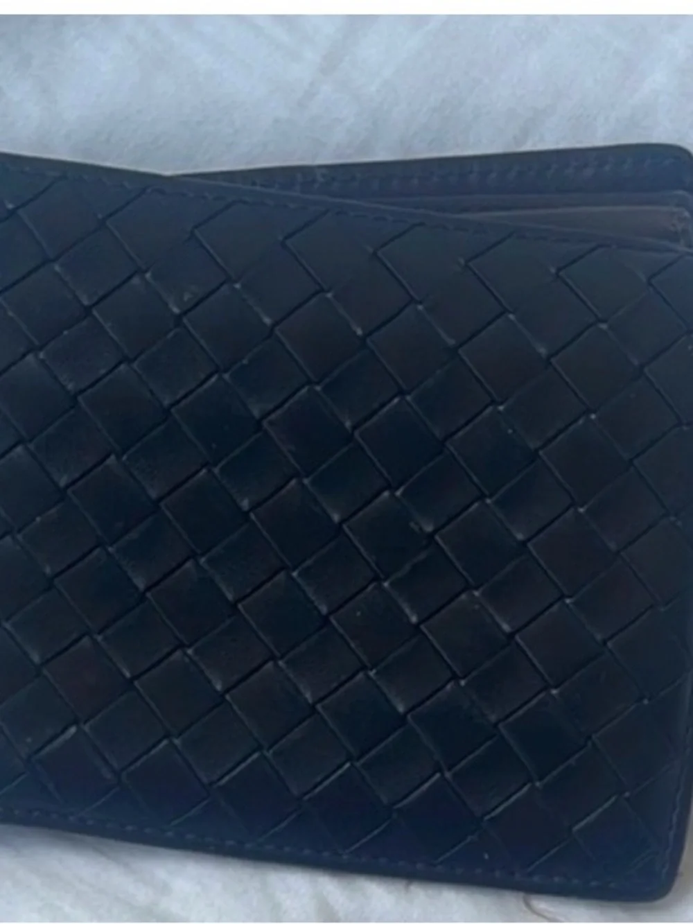 Bottega Veneta Black Intrecciato Woven Leather Bifold Wallet
