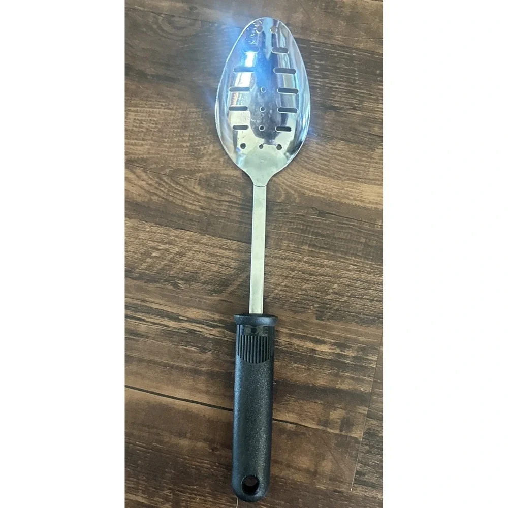 EKCO Slotted Spoon Black Nylon Handle Vintage EUC Made In USA 12