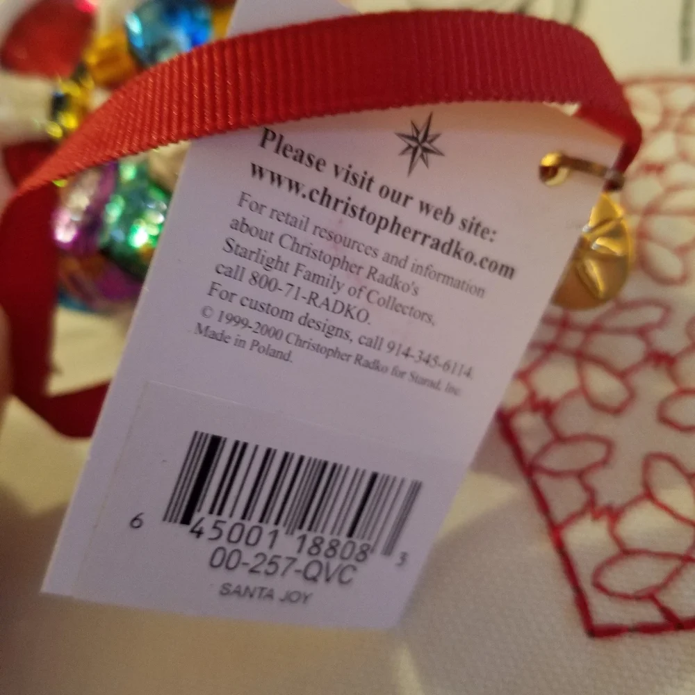 Christopher Radko Santa Claus Joy Ornament with tags