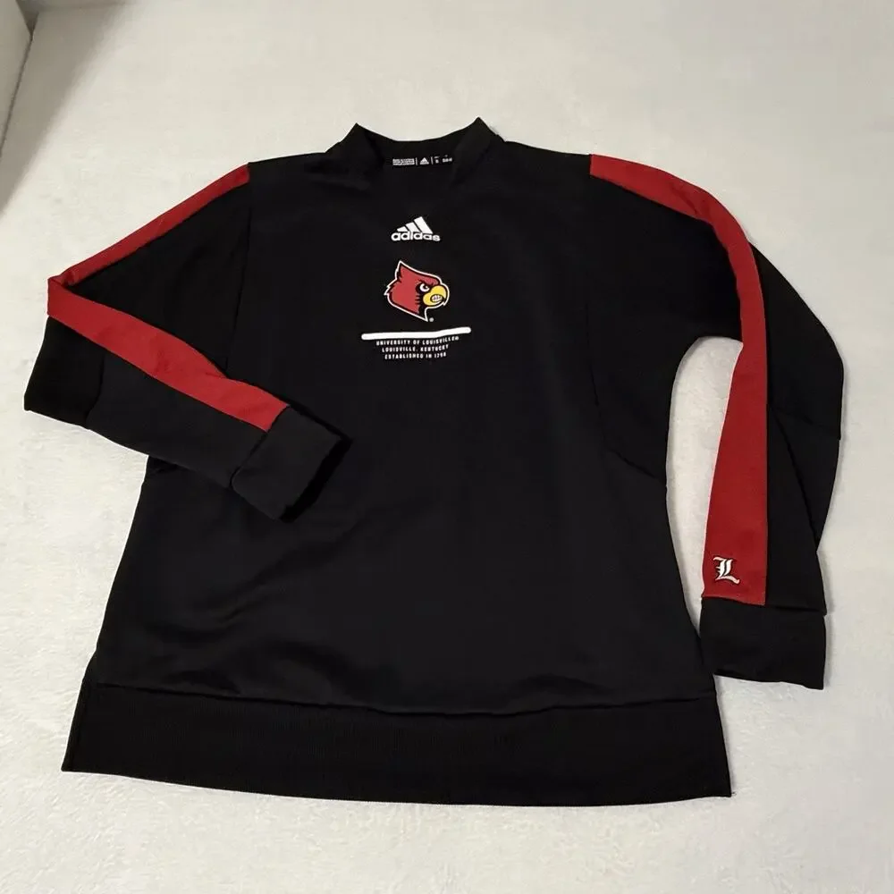 Louisville Cardinals Sweatshirt XL Black Red NCAA Adidas AEROREADY