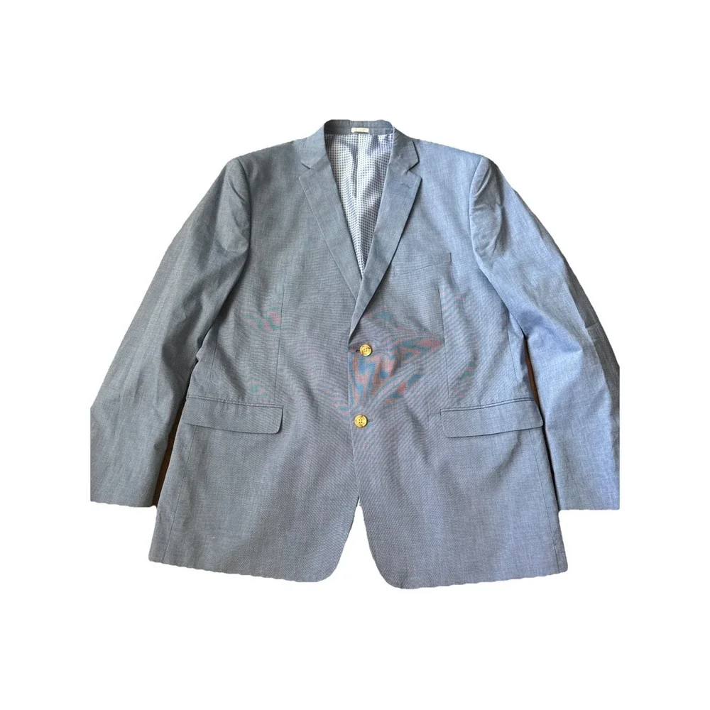 Saddlebred Men's Blue Sport Coat Blazer 46L Cotton Poly Lined Classic Fit Jacket