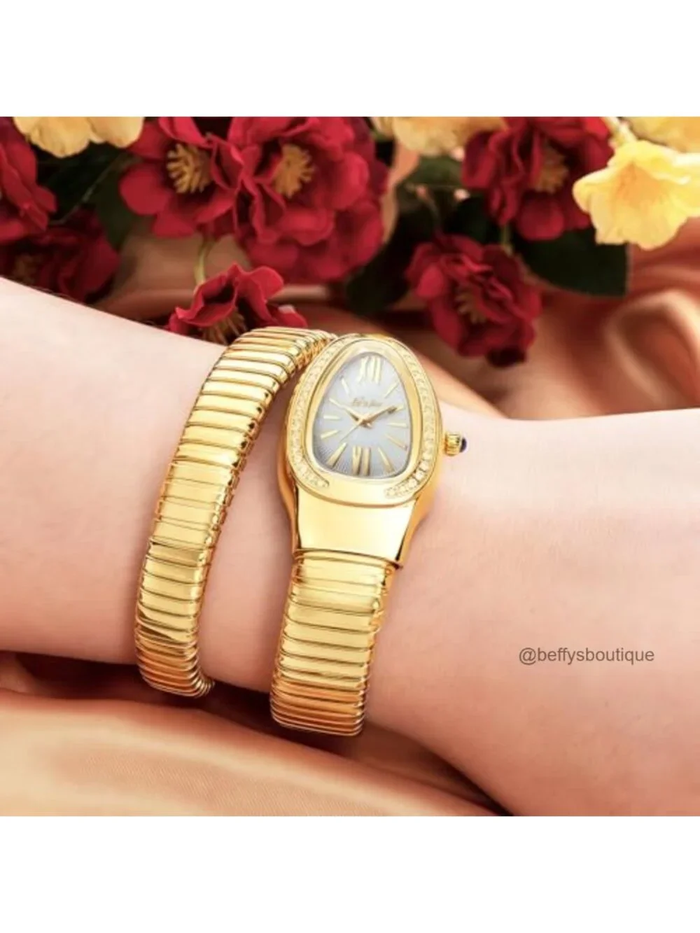 Snake Shape Face Women's Wrist Watch Waterproof Stainless Steel Dress Watch