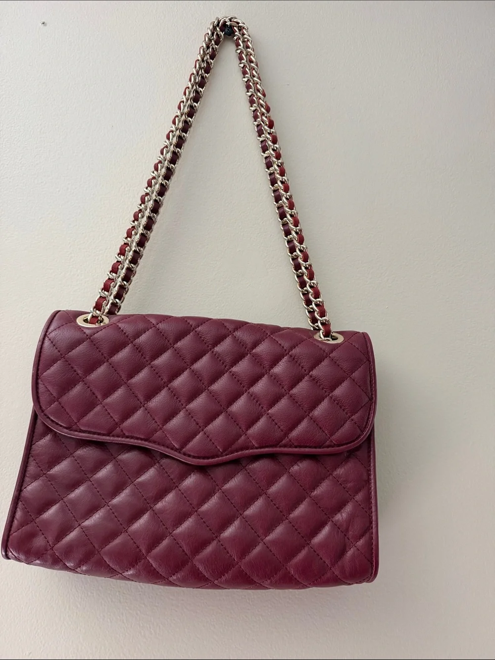 Rebecca Minkoff Quilted Wine Crossbody with Chain Strap