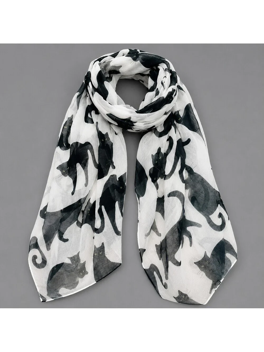 Black Cat Semi-Sheer Scarf