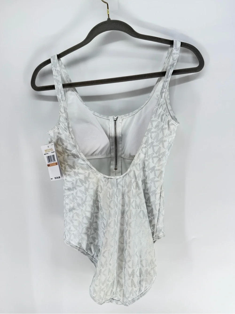 Michael Kors White MK Logo Girls' One-Piece with Front Zip