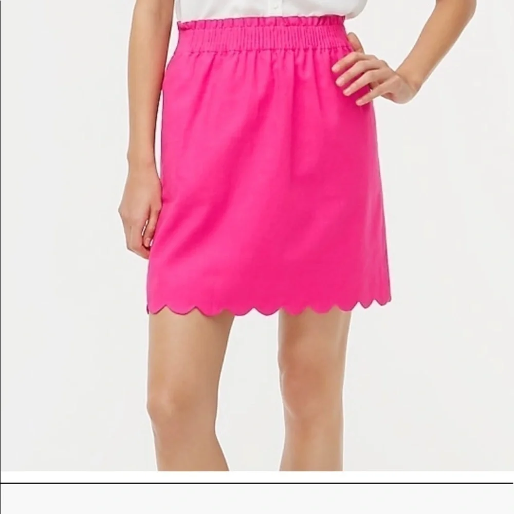 J.Crew scalloped linen-cotton sidewalk skirt