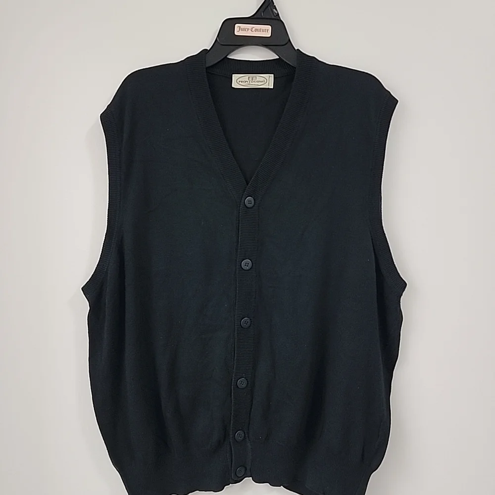 Men's Vintage Pronto Uomo Firenze black  cardigan Vest Sz XL Cotton Blend Italy