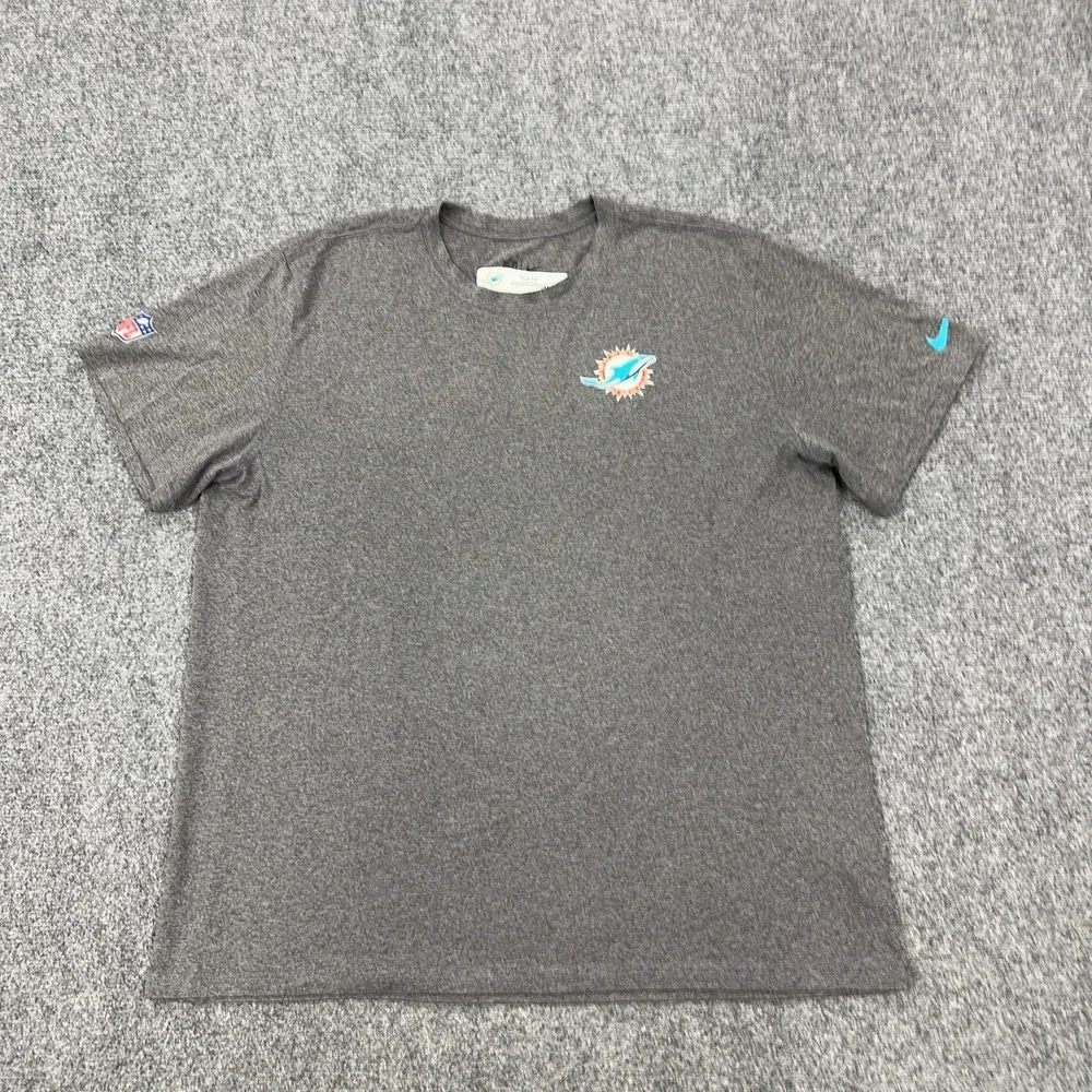 Miami Dolphins Shirt Mens 2XL Gray Player Issued NFL Football Nike Short Sleeve