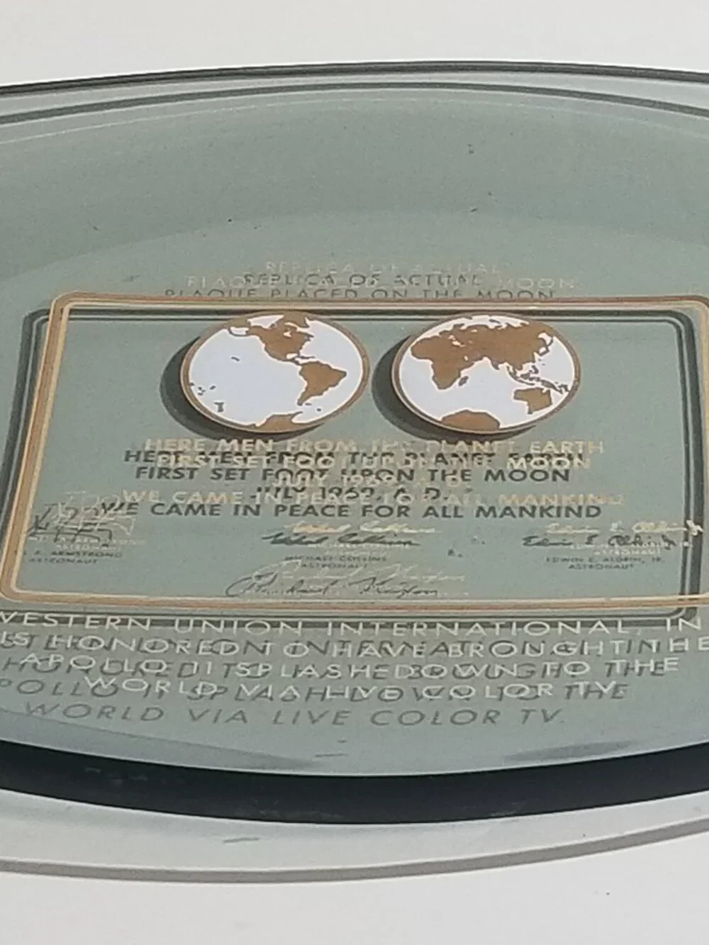 Vintage Apollo 11 Moon Landing Western Union Commemorative Dish 1969 NASA