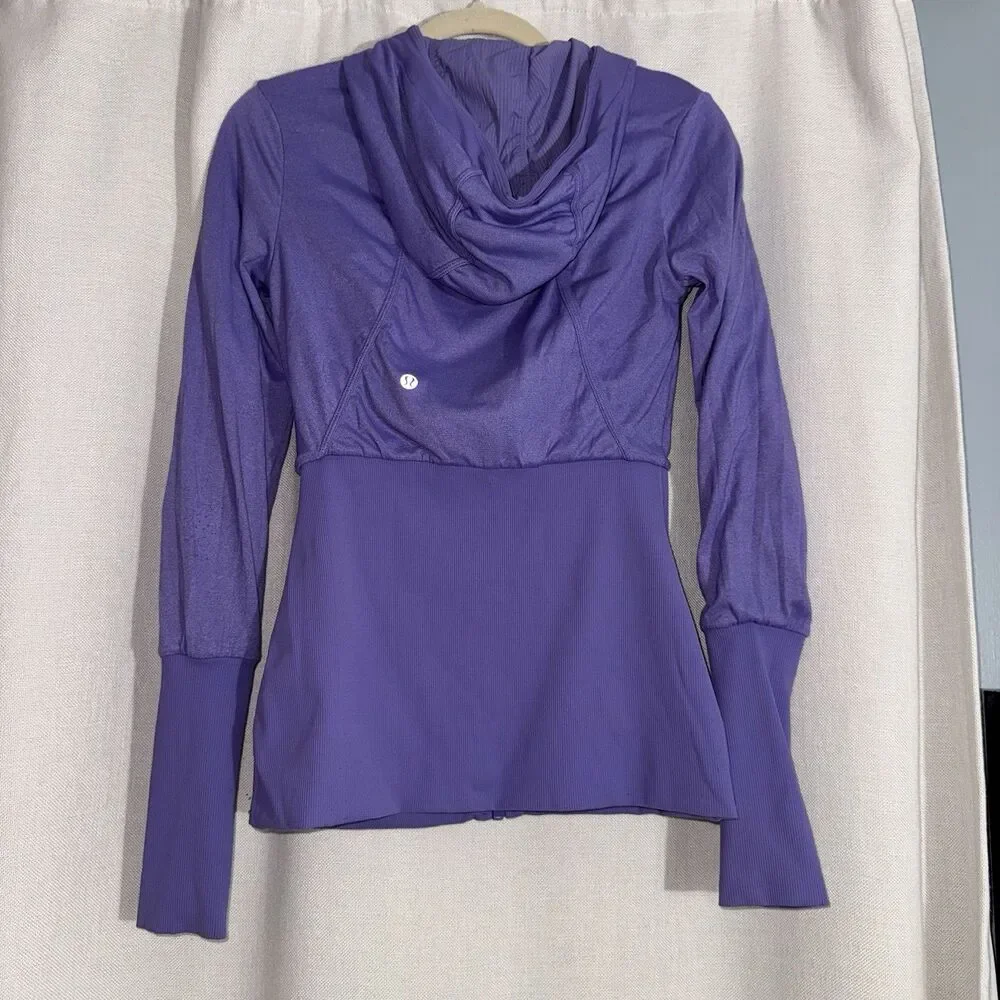 Lululemon Reversible Dance Studio Jacket Purple Thumbhole Hooded Women’s Size 6