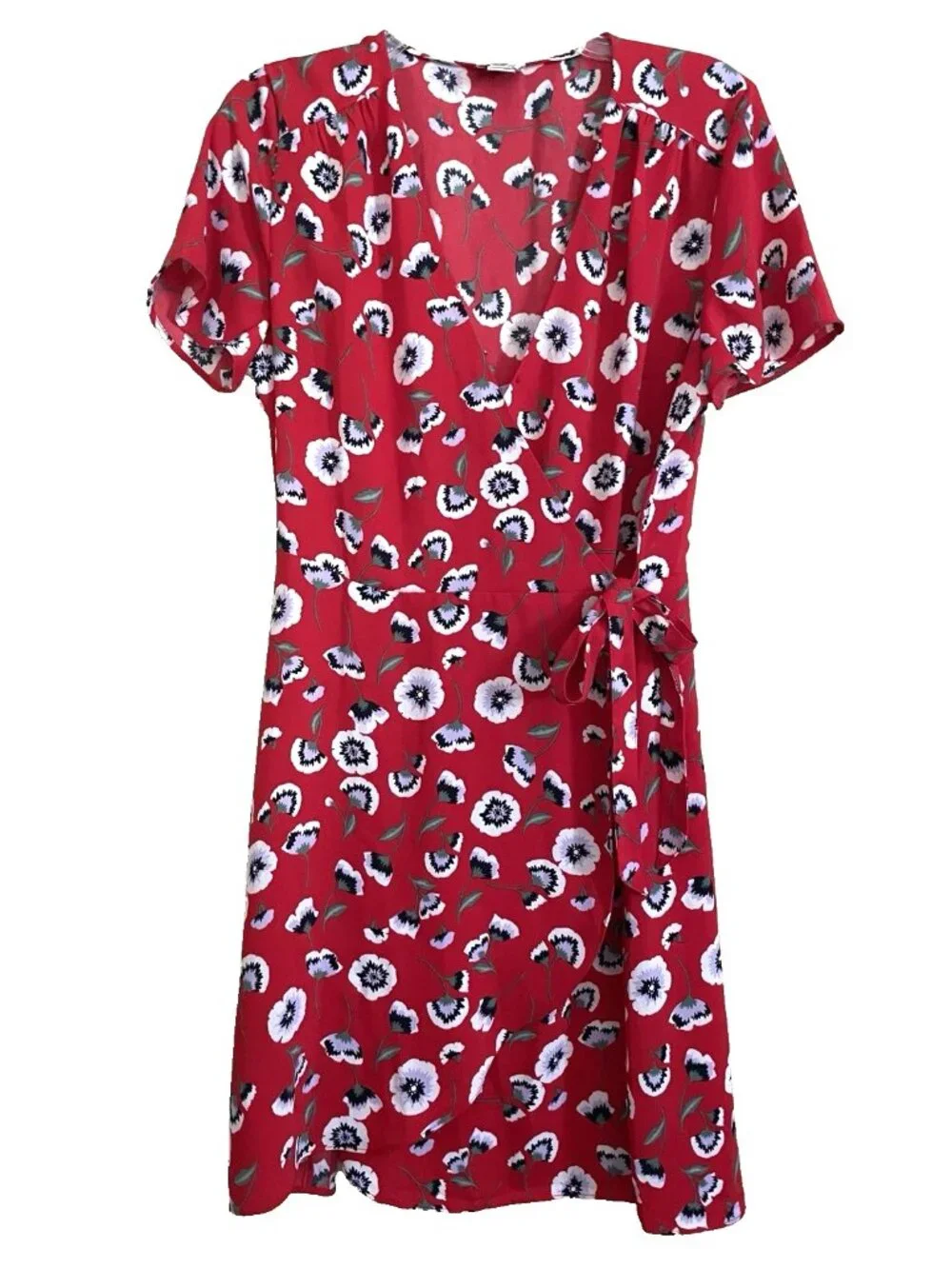 J. Crew Wrap Dress Size 10 Floral Short Sleeves Cottagecore L6954 Lightweight