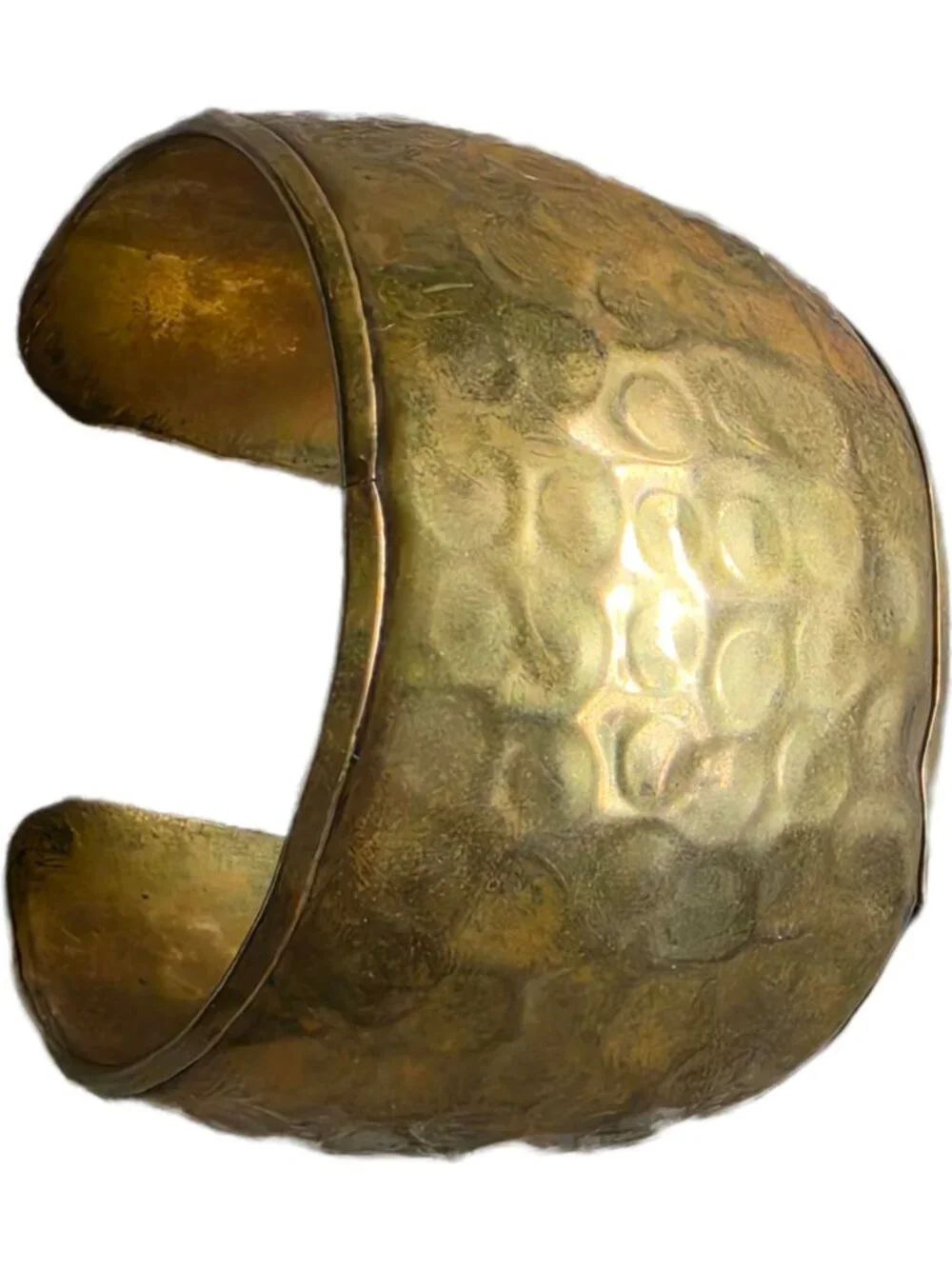 Vintage Handmade Brass Wide Cuff Bracelet Hammered Boho