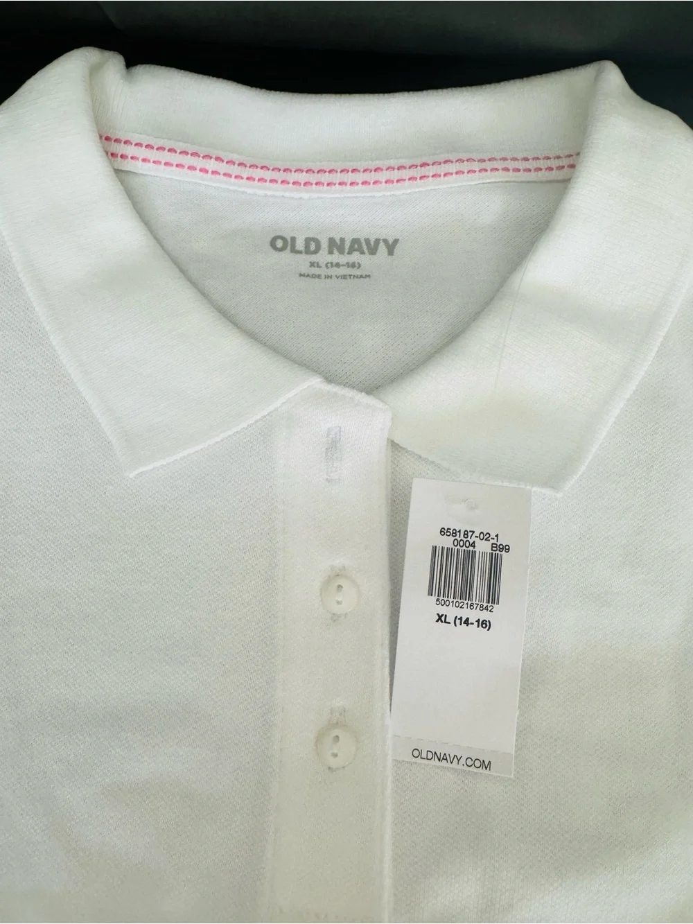 Old Navy Girl’s  White Polo shirt, size XL