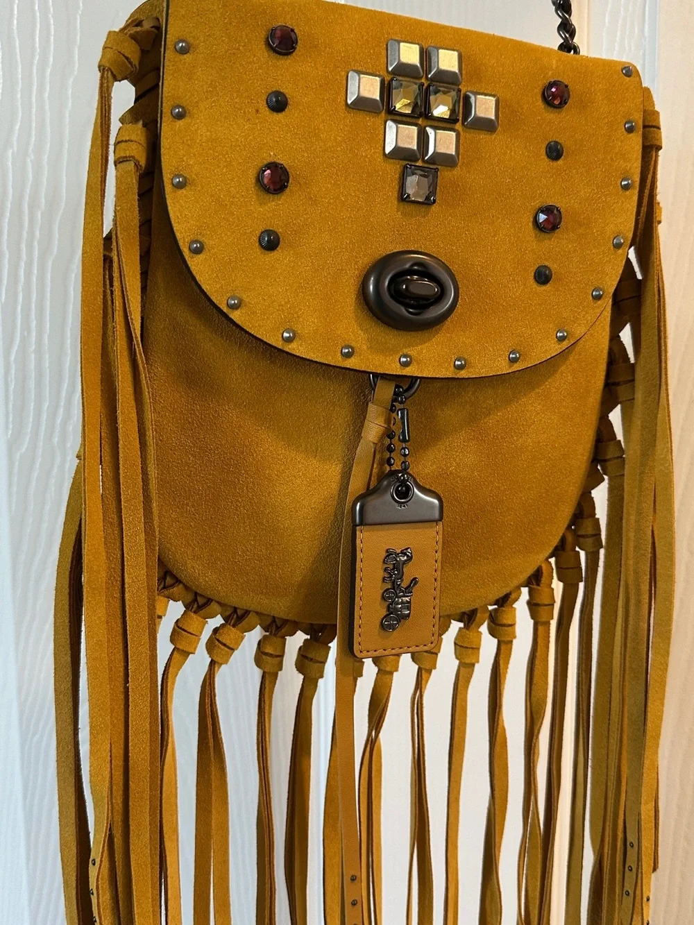 Coach Suede Pyramid Rivet Crossbody Bag