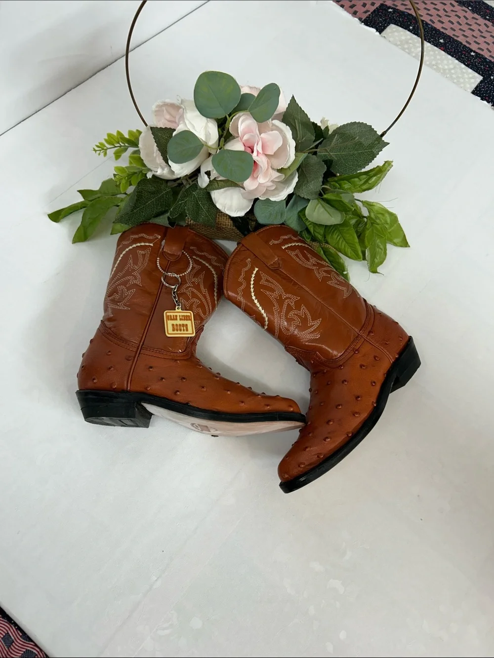 Kids Western Pull-On Cowboy Boots in Brown