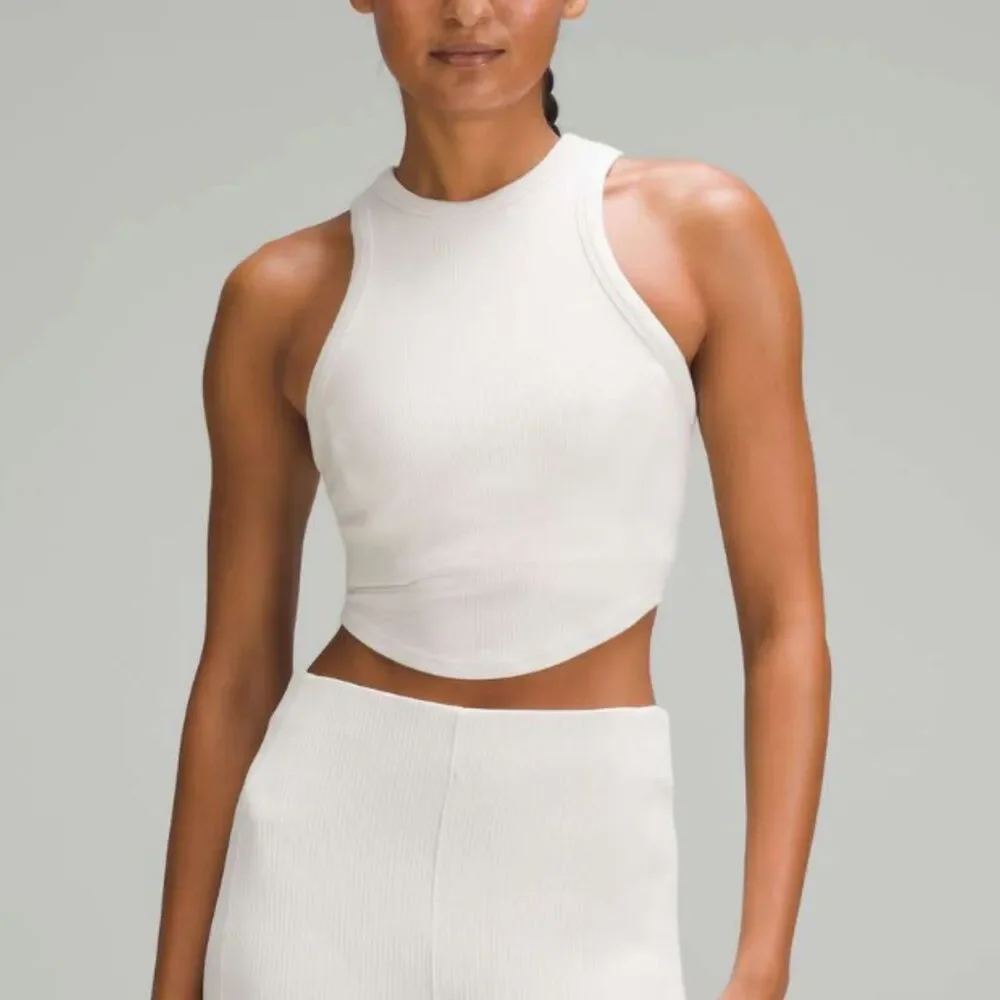 Women Lululemon Hold Tight Cropped Tank Top Bone Size 8 Athleisure Activewear