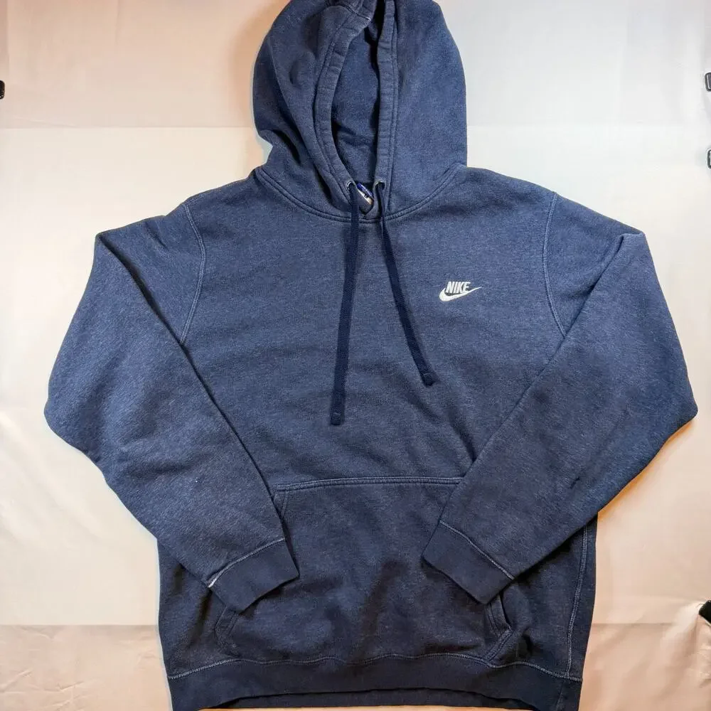 Nike Vintage Blue Heather Mini Swoosh Pullover Hoodie Mens Size Large