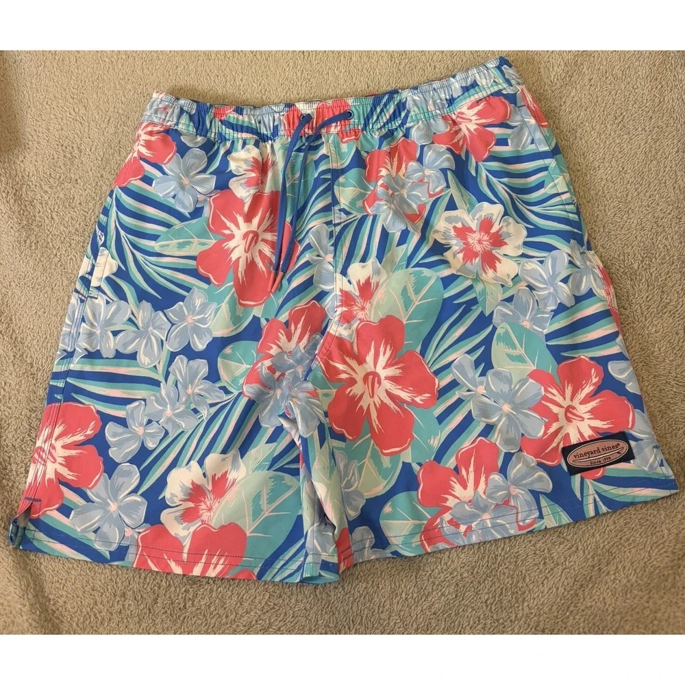 Vineyard Vines Chappy Swim Trunks Men Medium Floral  Multicolor 7