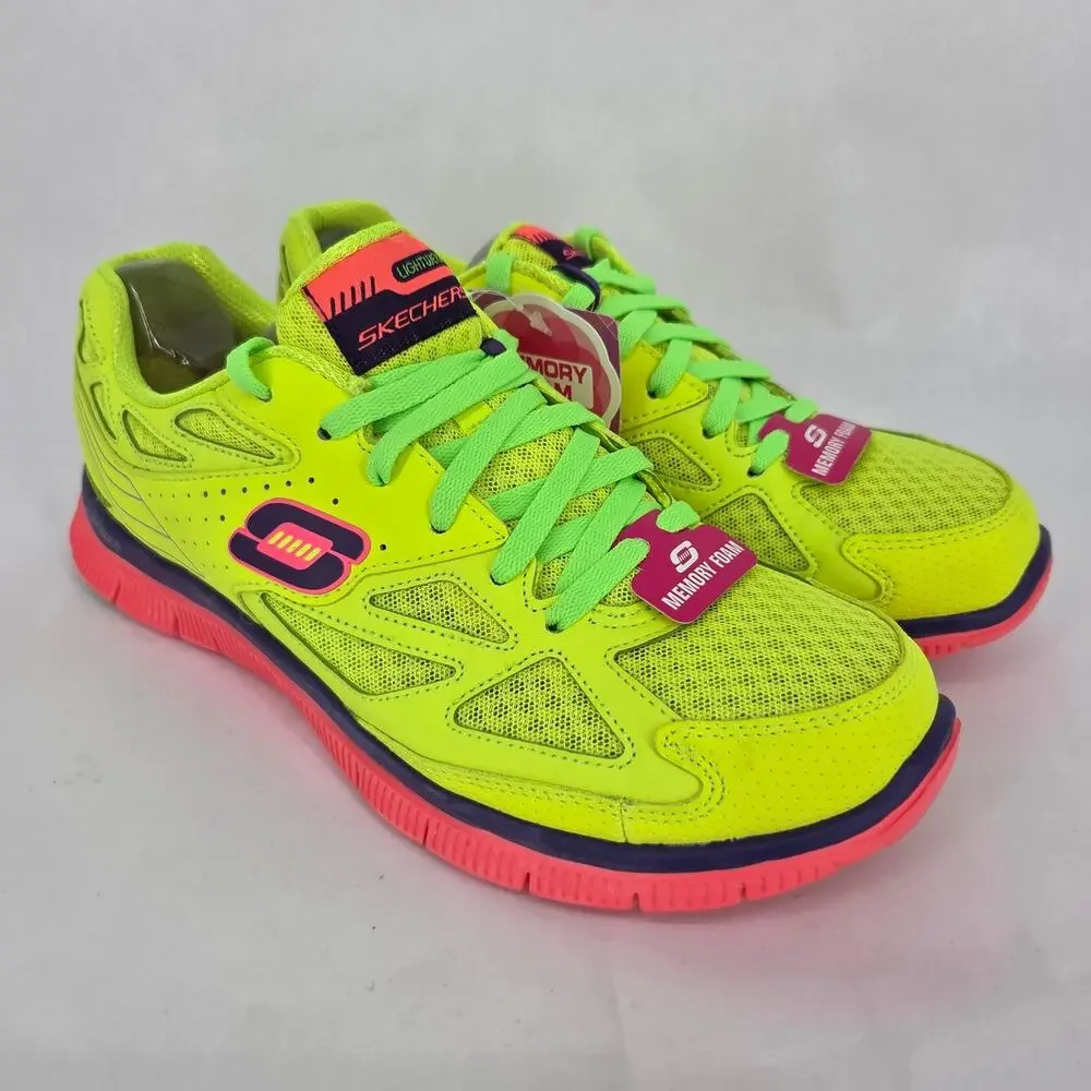 NEW Skechers Align 11726 NEON Yellow Hot Pink Sneaker Women's 9.5 NIB