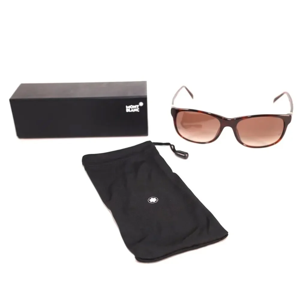 Montblanc Rectangle Men's Designer Sunglasses - Dark Brown Havana/Brown - NWT
