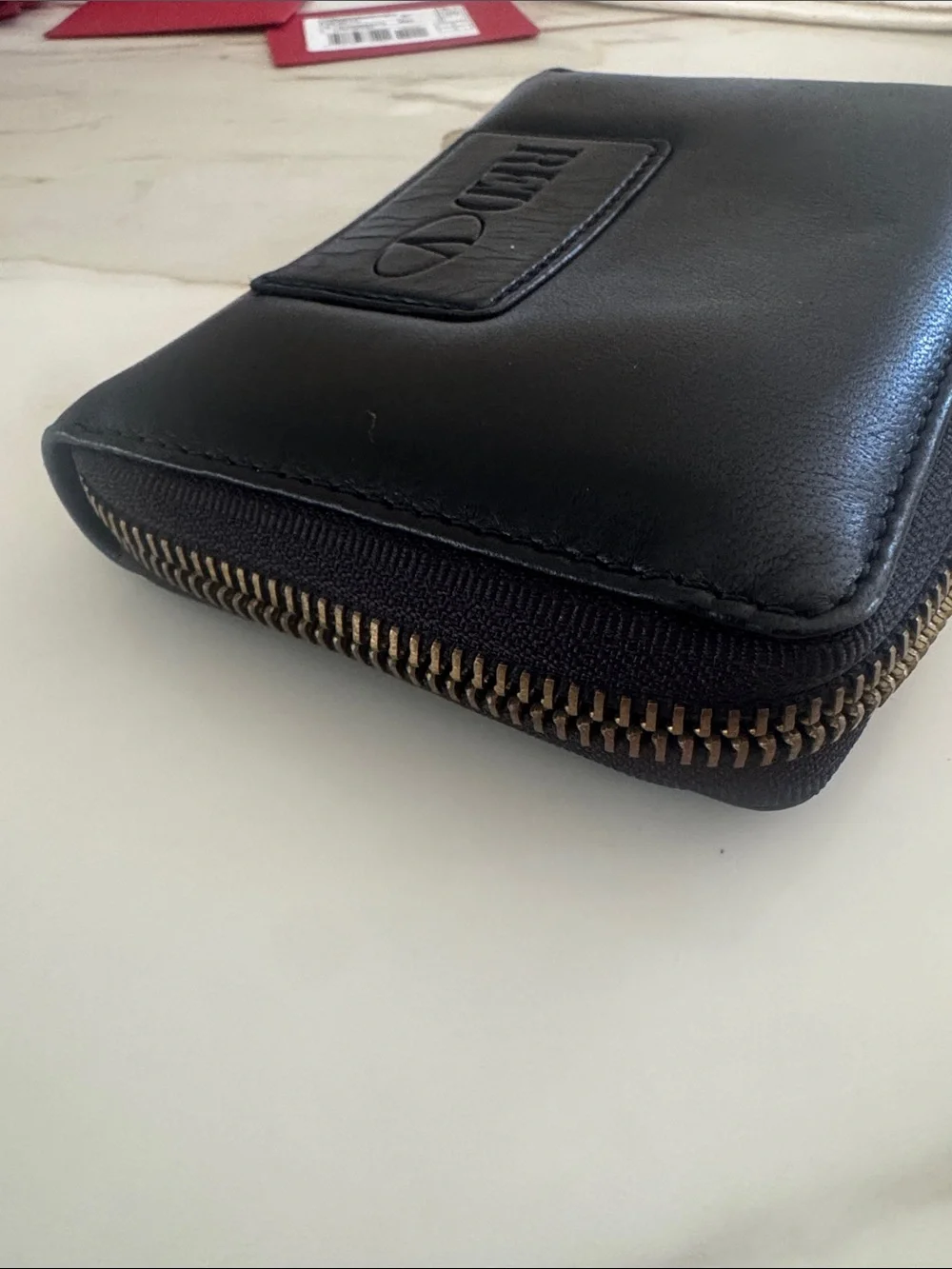 Valentino Black Leather Bow Zip wallet new