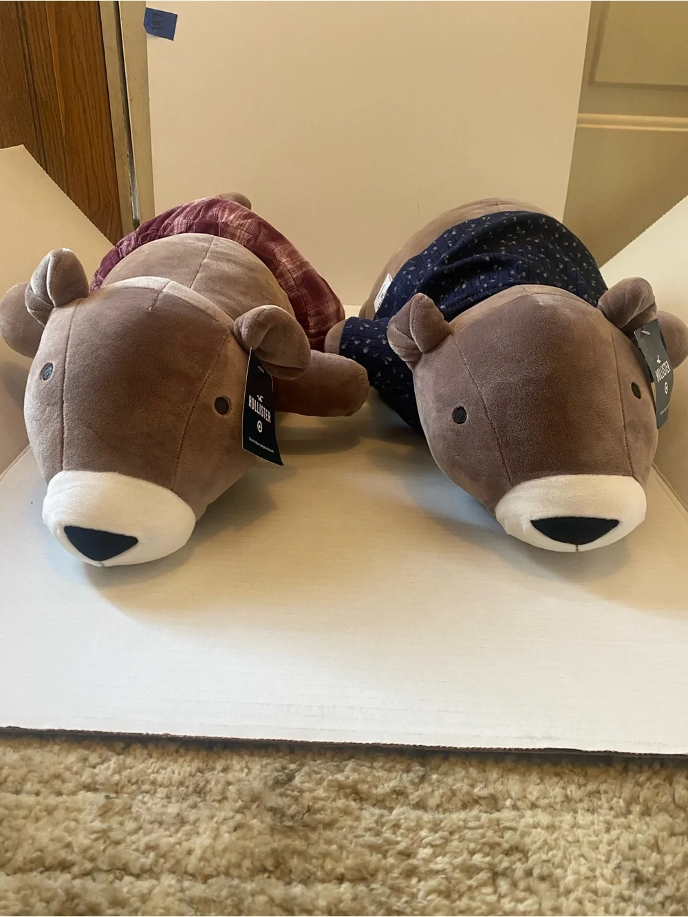 Pillowfort Brown Plush Bear Neck Pillow with Patterned Back target x hollister