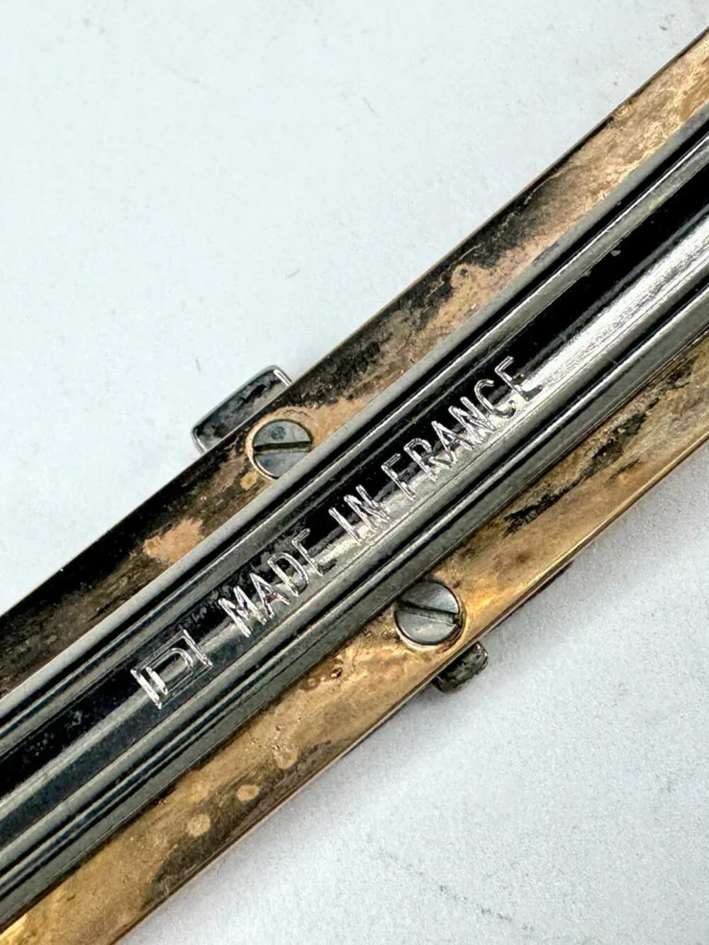 Hermès Irène GM Barrette Silvery Golden Metal Hair Clip Made in France GS872