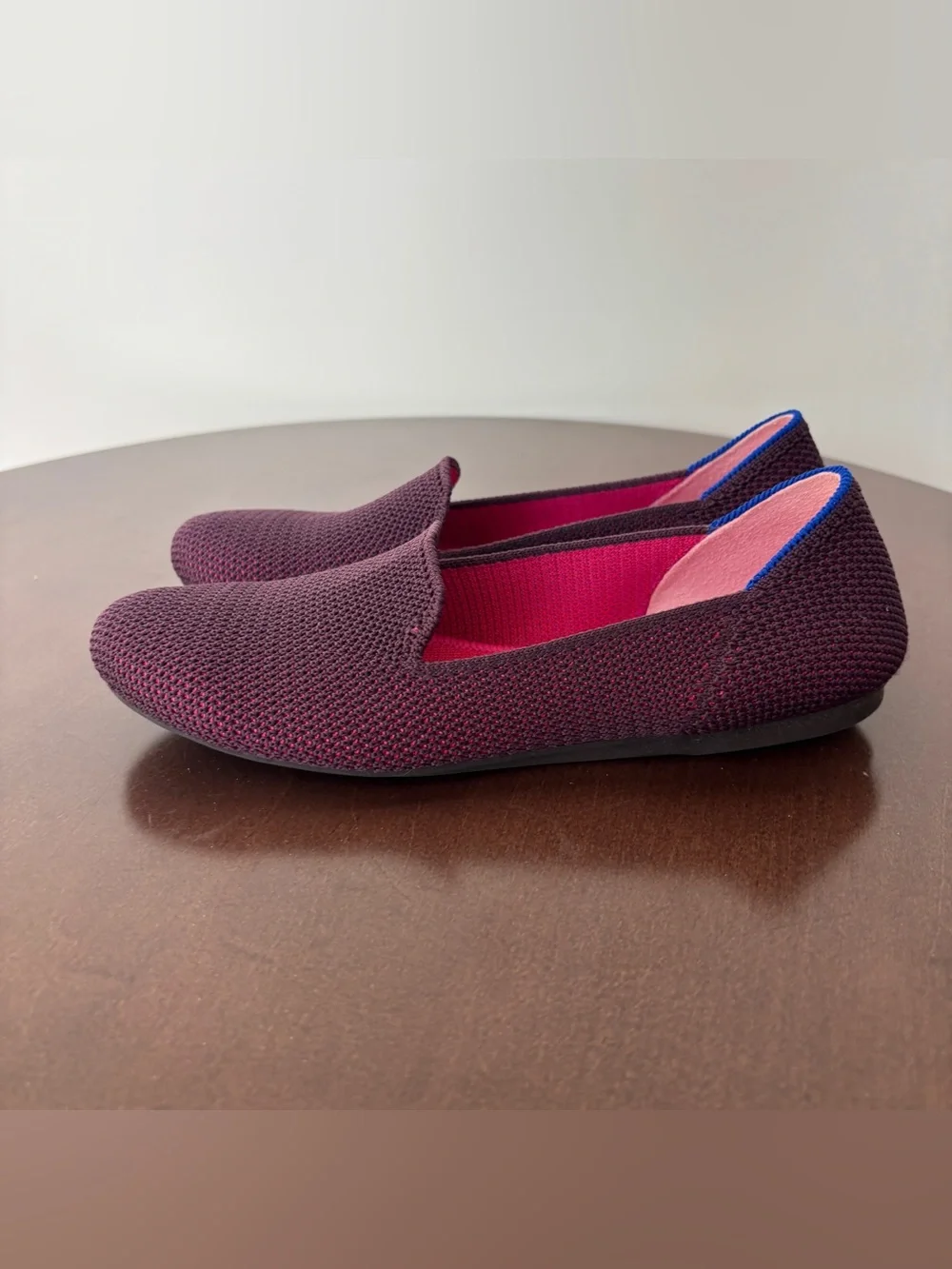 Rothy's The Loafer Berry Lattice Stitch Shoes, Size 5.5