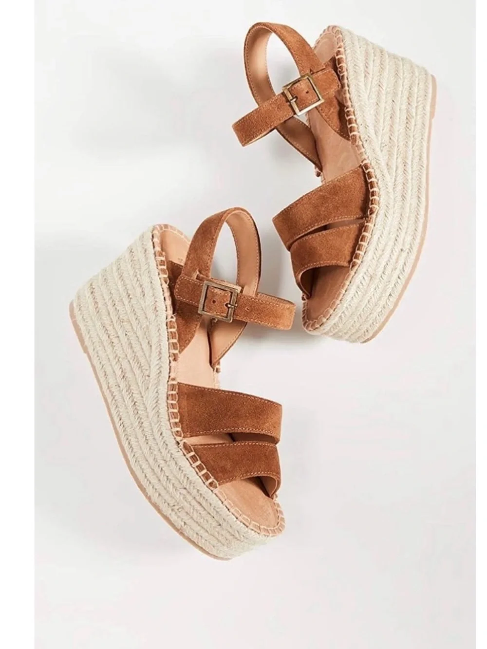 Soludos Womens Como Platform Wedge Sandals Brown suede size 6 preowned